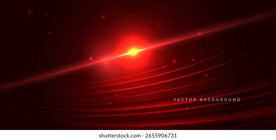 Futuristic technology hi tech circles red lines on dark red background. Vector illustration