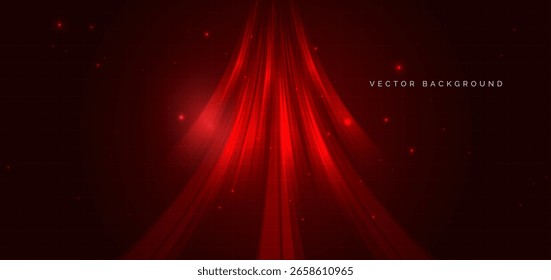 La tecnología futurista de alta tecnología rodea las líneas rojas sobre fondo rojo oscuro. Ilustración vectorial