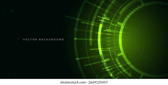 Tecnología futurista elemento verde de alta tecnología sobre fondo verde oscuro. Ilustración vectorial