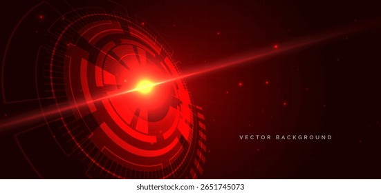 Tecnología futurista elemento de engranaje rojo de alta tecnología sobre fondo rojo oscuro. Ilustración vectorial