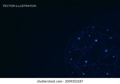  Futuristic Technology HUD Element .Blockchain technology background. Networked systems vector concept. shape of the earth in lines