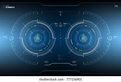 Futuristic Technology HUD Screen. Tactical View Sci-Fi VR Dislpay