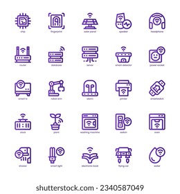 Futuristic Technology icon pack for your website, mobile, presentation, and logo design. Futuristic Technology icon basic line gradient design. Vector graphics illustration and editable stroke.