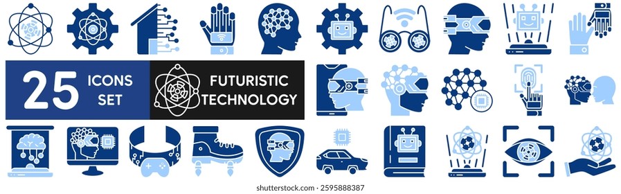 Futuristic Technology Icon set with earth, circuit, connect, cyberspace, electricity, engineering, future, futuristic, global