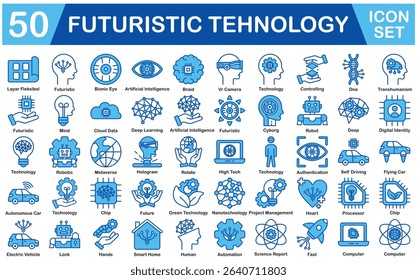 Futuristic Technology Icon Set With Layar Fleksibel, Futuristic, Bionic Eye, Artificial Intelligence, Braid, Vr Camera, Technology, Controlling, Dna, Transhumanism, Mind, Cloud Data, Deep Learning