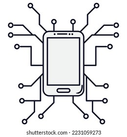 futuristic technology icon vector image in lines with white background