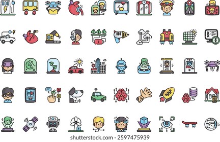 Futuristic technology icons High-Quality Vector Icons Collection with Editable Stroke. Ideal for Professional and Creative Projects.