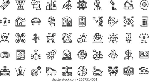 Futuristic technology icons High-Quality Vector Icons Collection with Editable Stroke. Ideal for Professional and Creative Projects