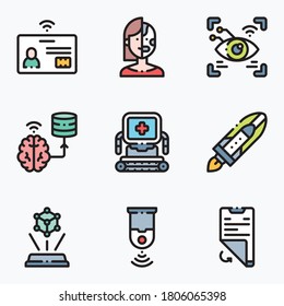 Futuristische Technologie-Symbole setzen Farbe auf weißem Hintergrund - Vektorgrafik