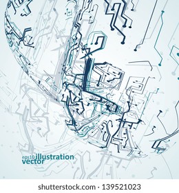 Futuristic technology illustration, circuit board vector background eps10