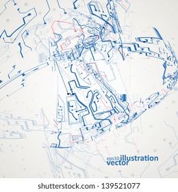Futuristic technology illustration, circuit board vector background eps10