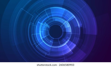 Futuristic Technology Interface with Glowing Circular Elements in Blue and Purple. Ideal for UI, Sci-Fi, HUD, and Digital Innovation Projects. Clean Modern Style. Vector Illustration.