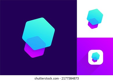 Futuristische Technologie Logo-Design durch Verwendung von sechseckigen Formen und modernen Farbverläufen