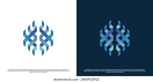 Futuristic technology logo design illustration. Simple shape rhombus square blue gradient digital technology. Flat icon symbol simple abstract creative modern casual business.