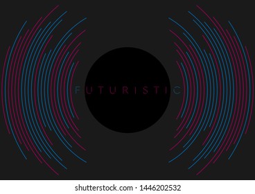Futuristic technology modern background with circular thin blue purple lines. Abstract dark geometric sci-fi vector design