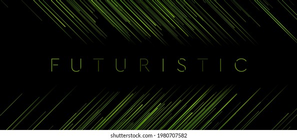 Tecnología futurista diseño gráfico moderno con líneas verdes. Resumen del fondo geométrico oscuro. Ilustración del vector