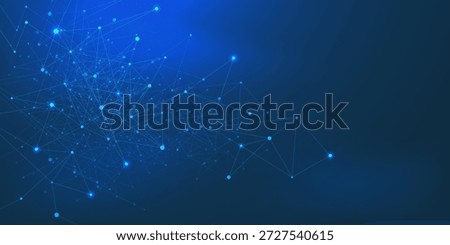 Futuristic technology network connection with points and lines on dark blue background. Big data visualization. Design for digital innovation and science. Vector illustration