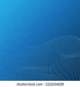 Futuristische Technologie, Networking Design Concept with Wavy 3D Mesh - Digitale Netzwerkanschlüsse, Technologie-Hintergrund