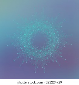 Futuristic technology object for your design. Connected lines with dots. Vector illustration.