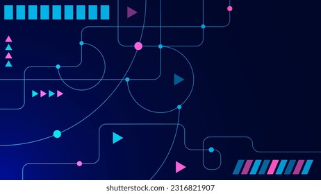 Futuristic technology with points and lines connection. Digital data visualization, networking and global communication technology concept background. Vector illustration.