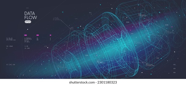 Futuristic technology for processing information analysis and sorting big data, futuristic schemes of a non-existent mechanism, tech vector background