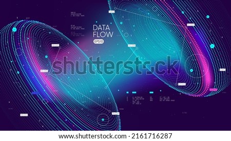Futuristic technology for processing information analysis and sorting big data, two big database, sharing and structuring information in digital space, vector illustration
