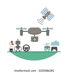 futuristic technology set icons