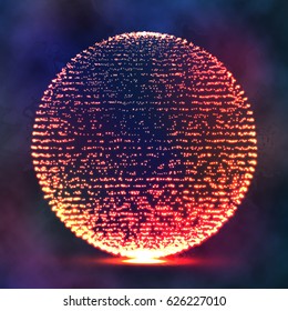 Futuristic Technology Style. Flying Point Debrises. Elegant Background For Business Presentation. Array With Splash Particles. Dots Array And Lines. Vector Illustration.
