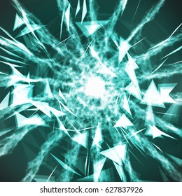 Futuristic Technology Style. Flying Point Debrises. Blured Molecular Particles Glowing Dots Connection. Vector Illustration. 
