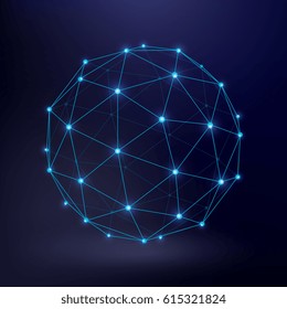 Futuristic technology vector background with wireframe connection circle graphic