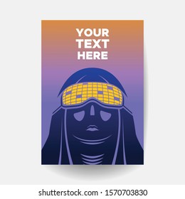 Futuristic technology virtual reality retro style poster design template