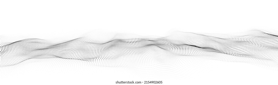 Futuristic technology wave. Digital cyberspace. Abstract vector wave with moving particles. Big data analytics.
