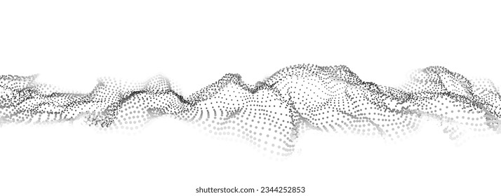 Ola de tecnología futurista. Ciberespacio digital. Ola vectorial abstracta con partículas en movimiento. Análisis de grandes datos.
