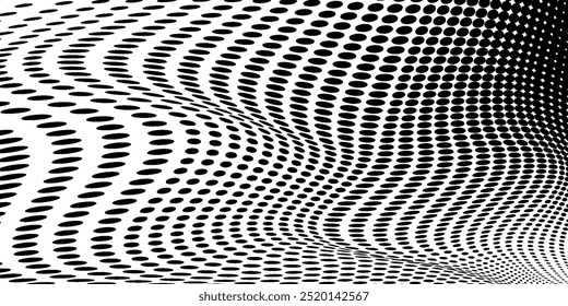 Onda tecnológica futurista. Ciberespacio digital. Onda de Vector Abstractas con partículas en movimiento. Análisis de Big Data