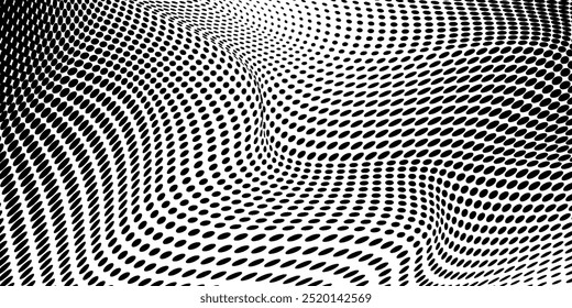 Onda de tecnologia futurista. Ciberespaço digital. Onda vetorial abstrata com partículas em movimento. Análise de Big Data