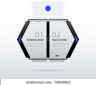 Futuristic template with two options in clean hi-tech/techno style on white background