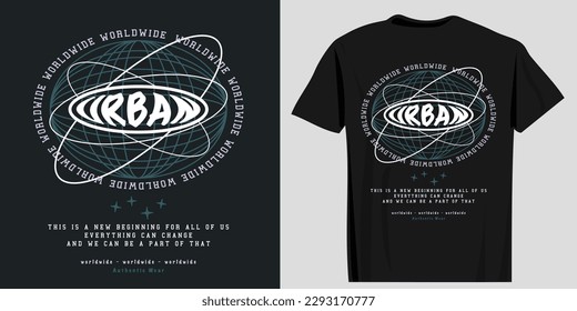 Futuristic text and elements. T shirt design, fashion vector graphic, typographic poster or tshirts street urban wear.