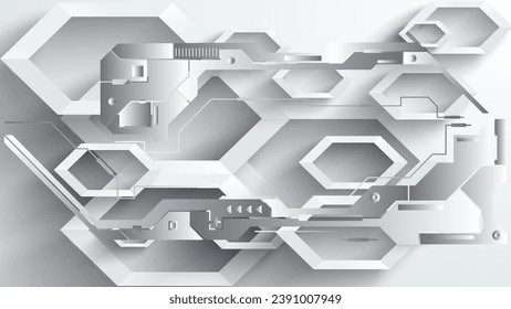 Imagen de instalación temática futurista que utiliza la composición en escala de grises