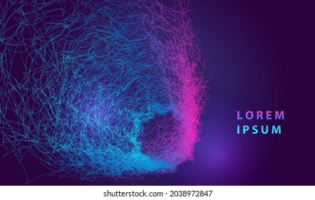 Futuristic thin lines glowing abstract background. Neon waves shapes design. Modern light technology and science vector.