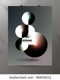 Futuristic three-dimensional composition balls on the poster, infographics, design web site, print