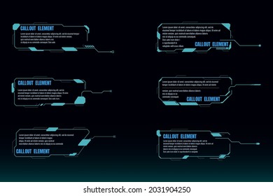 Futuristic Title Callout Infographic Set Vector. HUD UI Technology Digital Banner Text Layout Illustration.