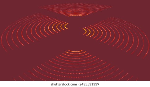 Futuristic torn sphere from a stream of particles. Abstract background of radial halftone dots. 3d digital wave technology. Futuristic vector illustration.