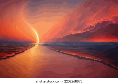  futuristic tornado sunset on the seashore