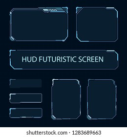 Futuristic touch screen of user interface. Modern HUD control panel. High tech screen for video game. Sci-fi concept design. Vector illustration.