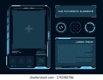 Futuristic touch screen of user interface. Modern HUD control panel. High tech screen for video game. Sci-fi concept design. Vector illustration.