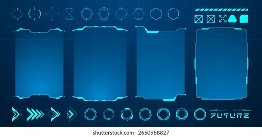 Pantalla táctil futurista de la interfaz de usuario. Caja o marco de tecnología moderna. Vector