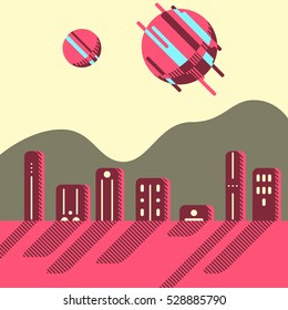 Futuristic town. Vector illustration.