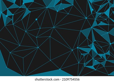 Futuristisches Dreieck-Design. Verbindung mit Linie und Punkt. Neuronales Gitterkonzept. Dunkelblauer Technologiehintergrund. 