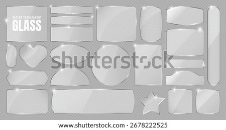 Futuristic transparent glass frame with neon light and holographic texture. Realistic crystal icon of heart, star and speech bubble for mobile phone app interface, UI UX, website and cyber video game.