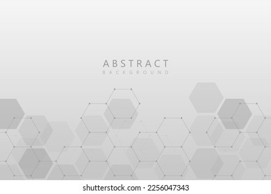 futuristic transparent hexagon pattern gray gradation abstract background